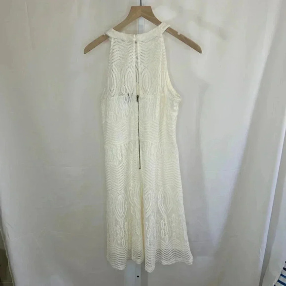 2/$30 J. Taylor Size 12 Cream Halter Top Lace Dress Wedding Formal Party - Picture 3 of 14